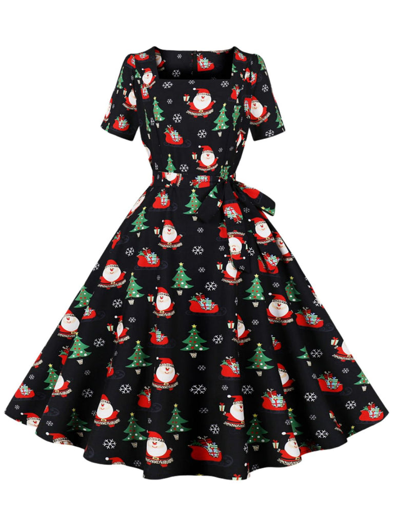 Schwarz 1950er Santa Claus Weihnachten Kleid