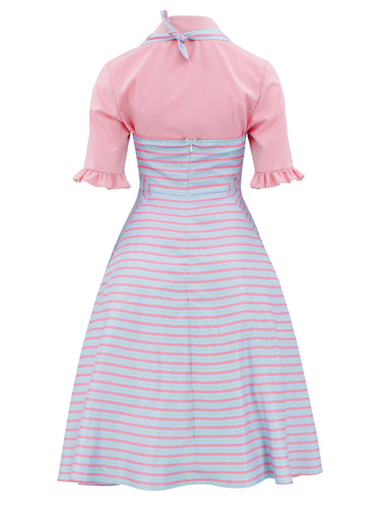 2PCS 1960er Glinda Wicked Solide Bluse & Unregelmäßige Streifen Kleid