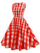 Rot 1950er Plaid Ärmellos Swing Kleid Mit Gürtel