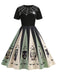 [Vorverkauf] Rot 1950er Halloween Spinnennetz Druck Patchwork Kleid