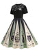 [Vorverkauf] Rot 1950er Halloween Spinnennetz Druck Patchwork Kleid