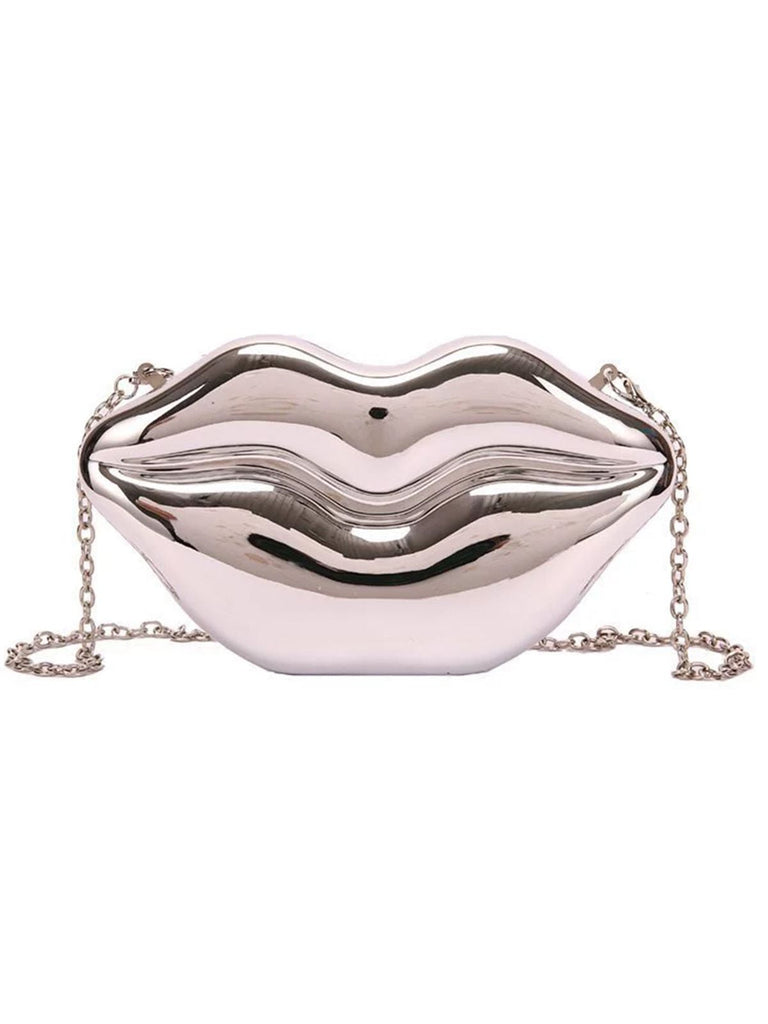 Lippenförmige Metallic-Umhängetasche
