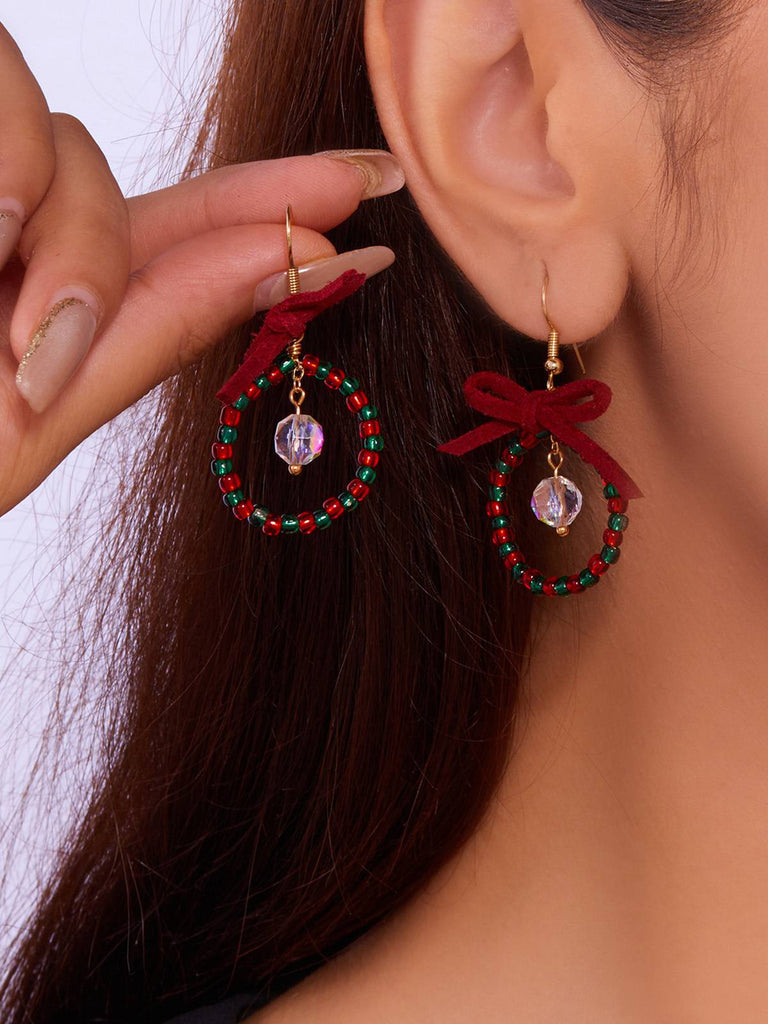 Vintage Bogen Edelsteinperlen Ohrringe