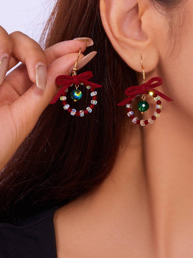 Vintage Bogen Edelsteinperlen Ohrringe