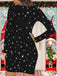 Schwarz 1960er Santa Schneemann Stricken Kleid