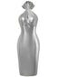1960er Metallisch Halter Schlüsselloch Figurbetontes Kleid