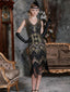 GOLD 1920ER PERLEN PAILLETTEN FRANSEN FLAPPER KLEID