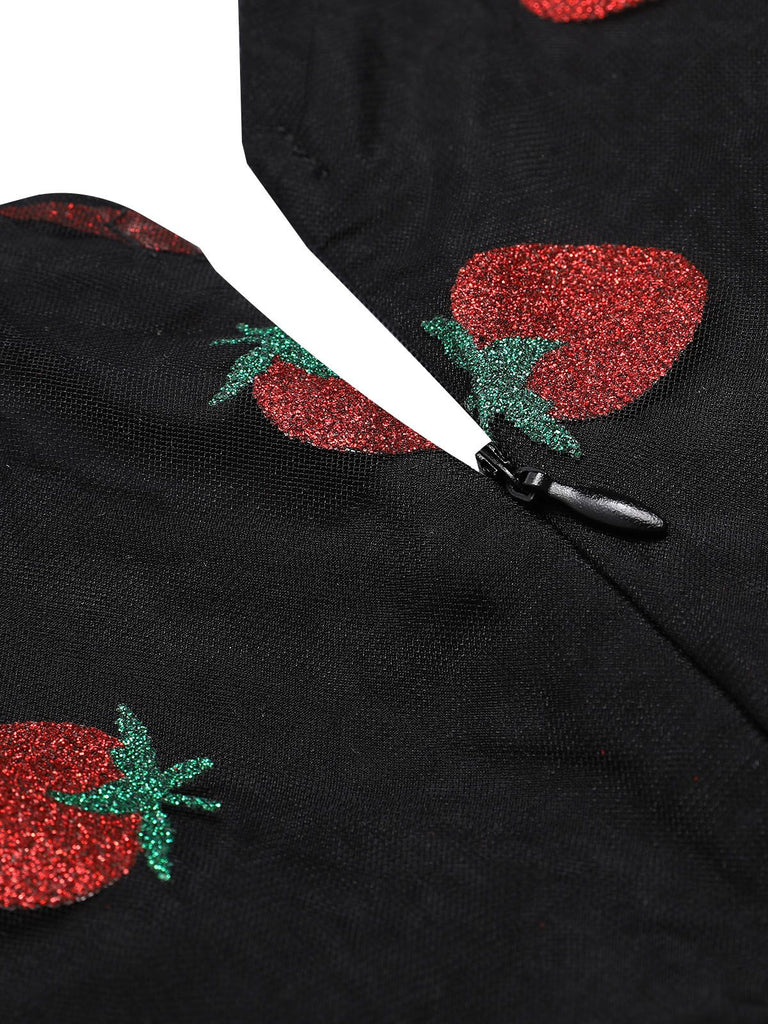 Grün 1950er Gänseblümchen Netz Swing Kleid