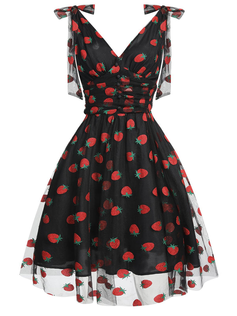 Grün 1950er Gänseblümchen Netz Swing Kleid