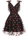 Grün 1950er Gänseblümchen Netz Swing Kleid