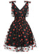 Grün 1950er Gänseblümchen Netz Swing Kleid