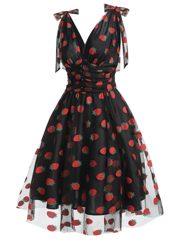 Grün 1950er Gänseblümchen Netz Swing Kleid