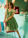 Grün 1950er Gänseblümchen Netz Swing Kleid