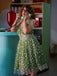 Grün 1950er Gänseblümchen Netz Swing Kleid