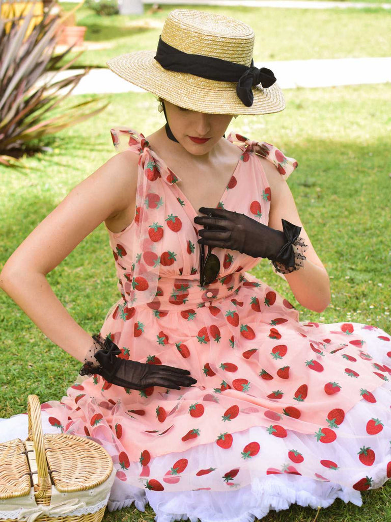 Grün 1950er Gänseblümchen Netz Swing Kleid