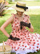 Grün 1950er Gänseblümchen Netz Swing Kleid
