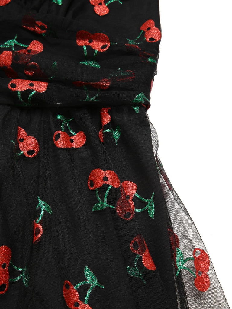 Grün 1950er Gänseblümchen Netz Swing Kleid