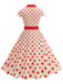 1950er Revers Polka Dots Bogen Swing Kleid