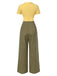 [Vorverkauf] Gelb 1930er Plaid Schlüsselloch-Ausschnitt Jumpsuit