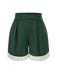 [Vorverkauf] Grün 1950er Plissiertes Tupfen Patchwork Shorts