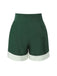 [Vorverkauf] Grün 1950er Plissiertes Tupfen Patchwork Shorts