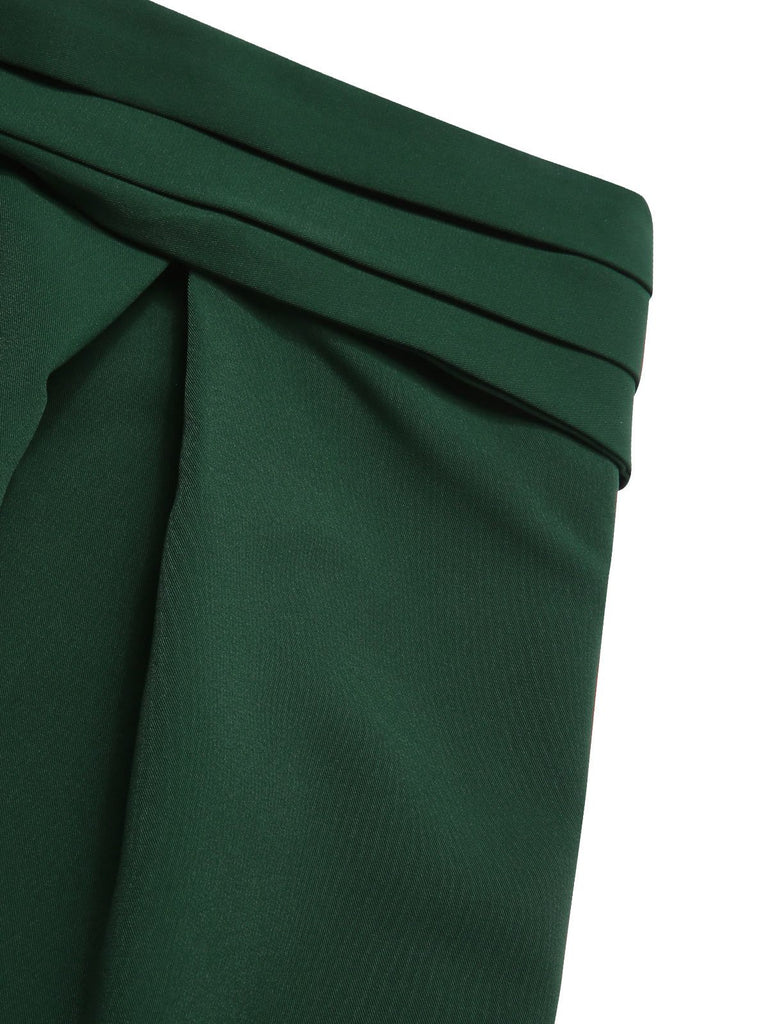 [Vorverkauf] Grün 1950er Plissiertes Tupfen Patchwork Shorts