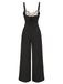 [Vorverkauf] Schwarz 1950er Träger Bogen-Zurück Polka Dots Jumpsuit