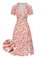 [Vorverkauf] 1940er Rüschen V-Ausschnitt Roses Seitenschlitz Kleid