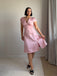 Rosa 1940er Tief V-Ausschnitt Schmetterling Satin Kleid