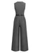 Grau 1930er Solide Ärmellos Büro Gürtel Jumpsuit