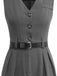 Grau 1930er Solide Ärmellos Büro Gürtel Jumpsuit