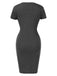 Grau 1960er Tupfen V-Ausschnitt Enges Kleid