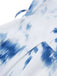 Hellblau 1950er Batik Puff V-Ausschnitt Swing Kleid