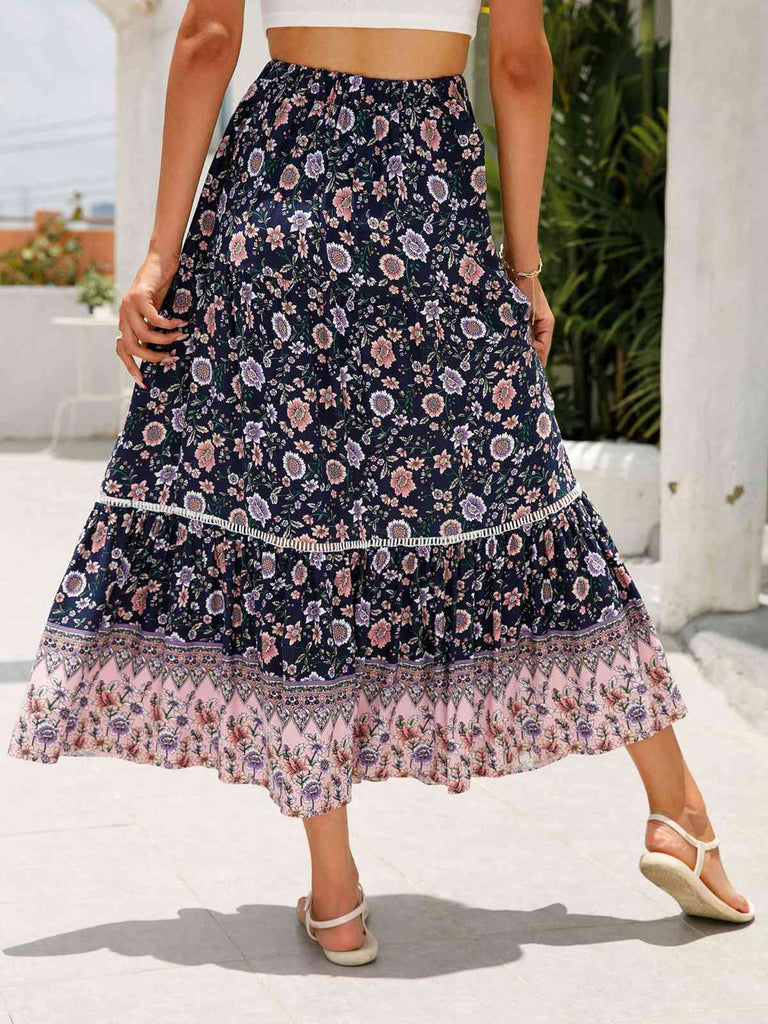 1960er Viskose Bohemien Kleine Blumen Rock