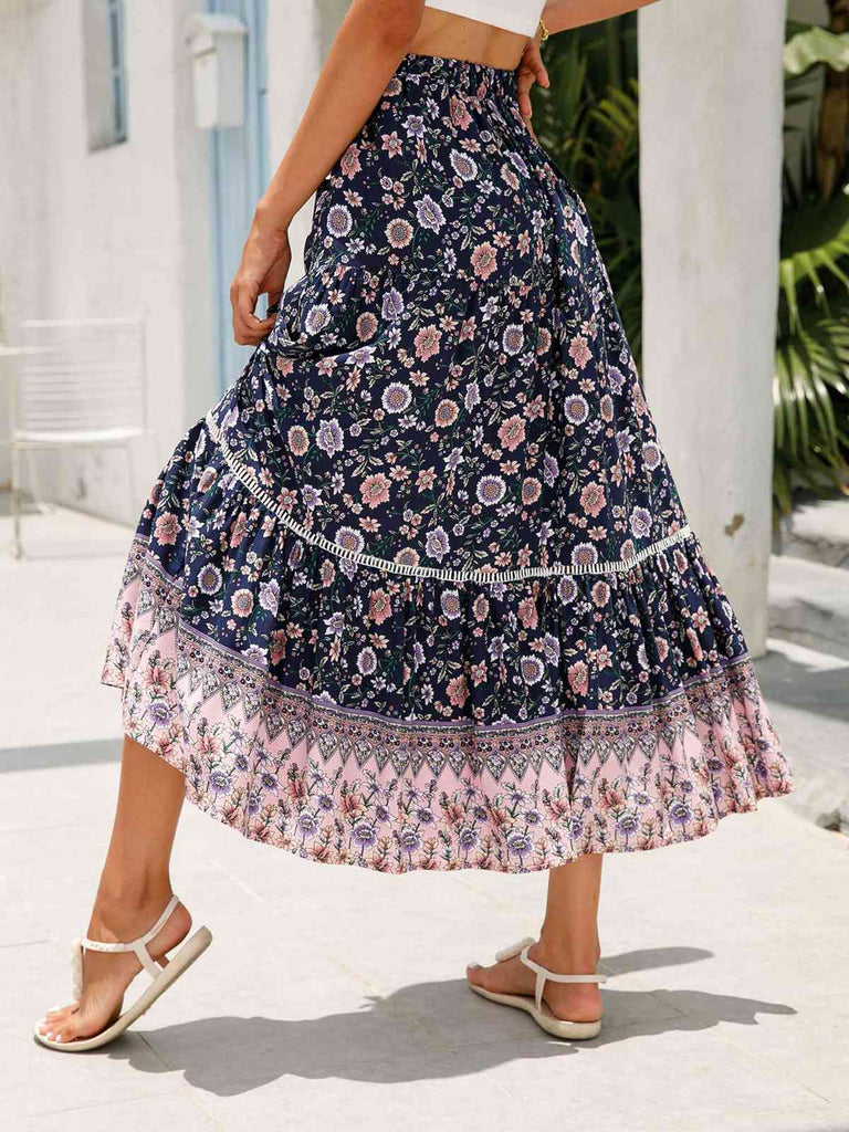 1960er Viskose Bohemien Kleine Blumen Rock