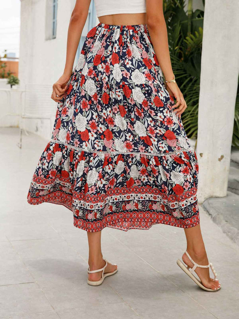 1960er Viskose Bohemien Kleine Blumen Rock