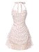 Weiß 1960er Kleine Blumen Herzförmiger Halter Kleid