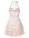 Weiß 1960er Kleine Blumen Herzförmiger Halter Kleid