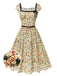 [Vorverkauf] Multicolor 1950er Kleine Blumen Quadratischer Hals Gürtel Kleid