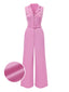 [Vorverkauf] Rosa 1940er Kerbkragen Taschen Jumpsuit