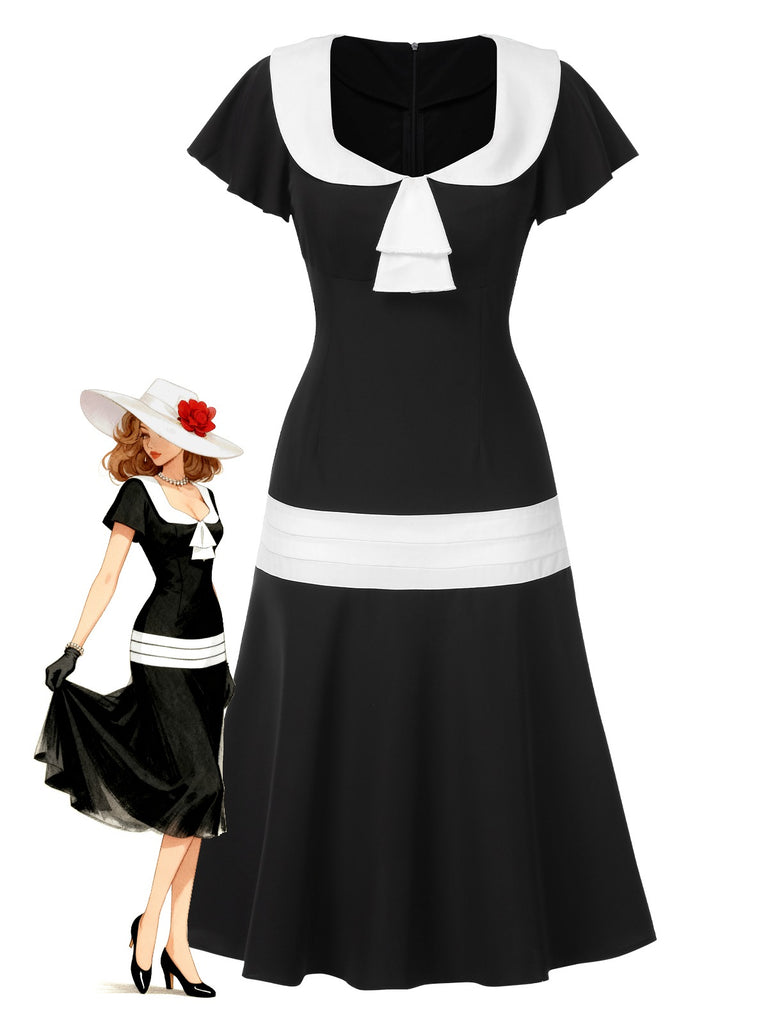 [Vorverkauf] Schwarz & Weiß 1920er Niedrige Taille Gatsby Kleid