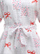 Rosa & Weiß 1950er Bogen & Blumen Gürtel Revers Romper