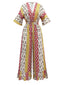 Gelb 1970er Bohemien Blumen Stammesmuster Jumpsuit