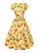 [Vorverkauf] Gelb 1950er Hortensie Blumen Gerüschtes Kleid