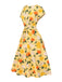 [Vorverkauf] Gelb 1950er Hortensie Blumen Gerüschtes Kleid