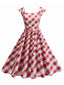 1950er Flügelärmel Argyle Plaid Swing Kleid