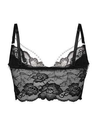 1940er Perle Kette Blumen Spitze Crop Camisole