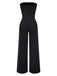 Schwarz 1960er Trägerlos Kontrast Wickel Jumpsuit