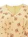 Gelb 1930er Kleine Blumen Netz Ärmellos Schleife Kleid