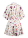 Multicolor 1950er Blumen Revers Fledermausärmel Romper